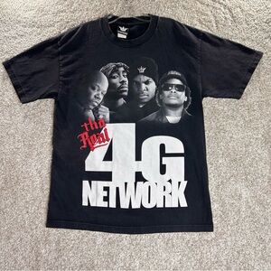 The real 4g network men’s T shirt hip hop size large‎ black double sided